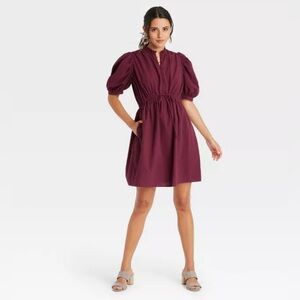 A New Day Puff Sleeve Dress Women’s Size 2X in Deep Purple Berry